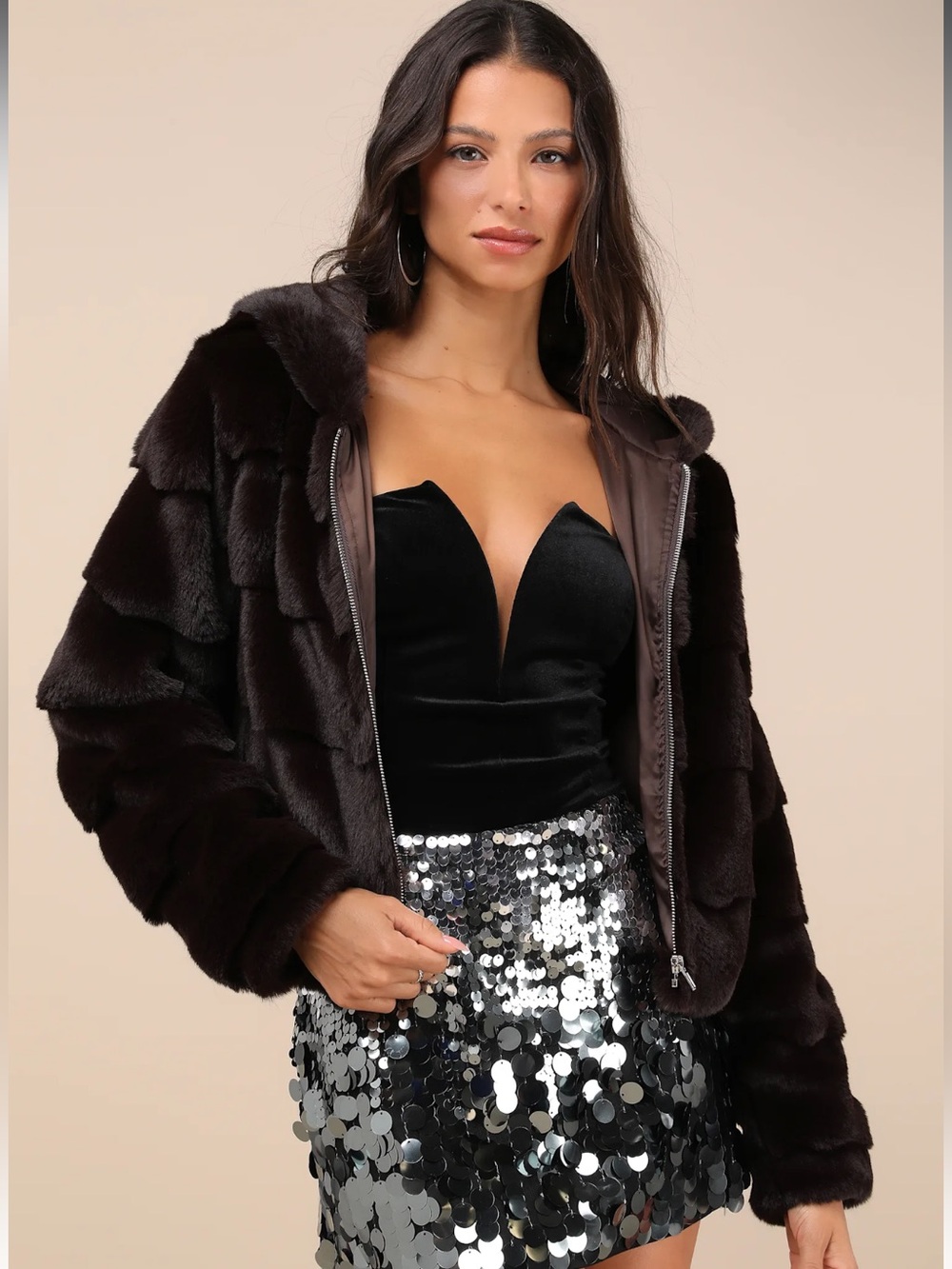Lulus Notorious Radiance Gunmetal Sequin High Rise Mini Skirt